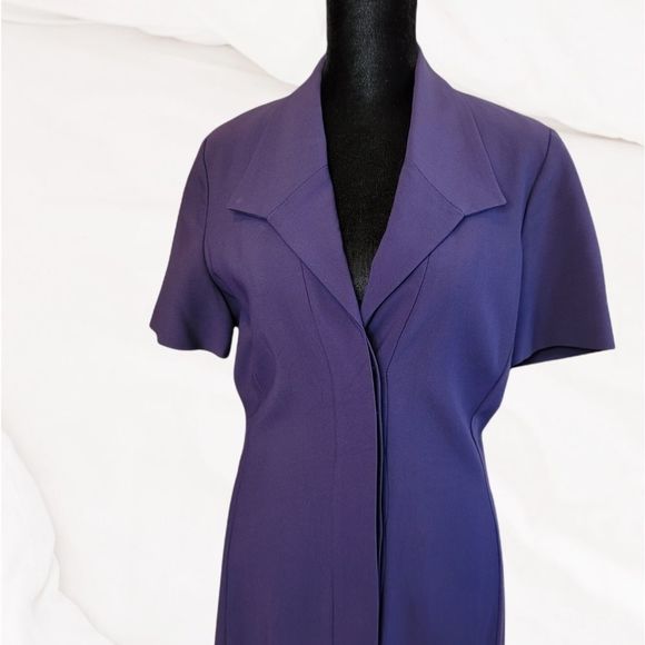 Celine Vintage Button-Up Dress โ Dark Blue, Classic Midi, Size 38 (US 6/8) - Picture 3 of 16